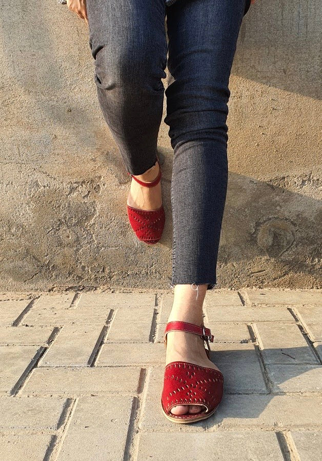 Crimson - Cow Glaze Sandals