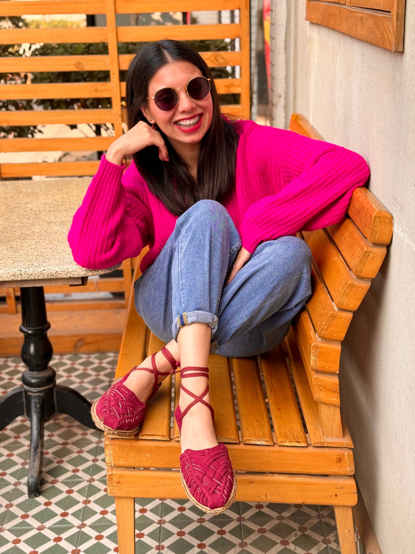 Fuchsia - Lace-up Sandals