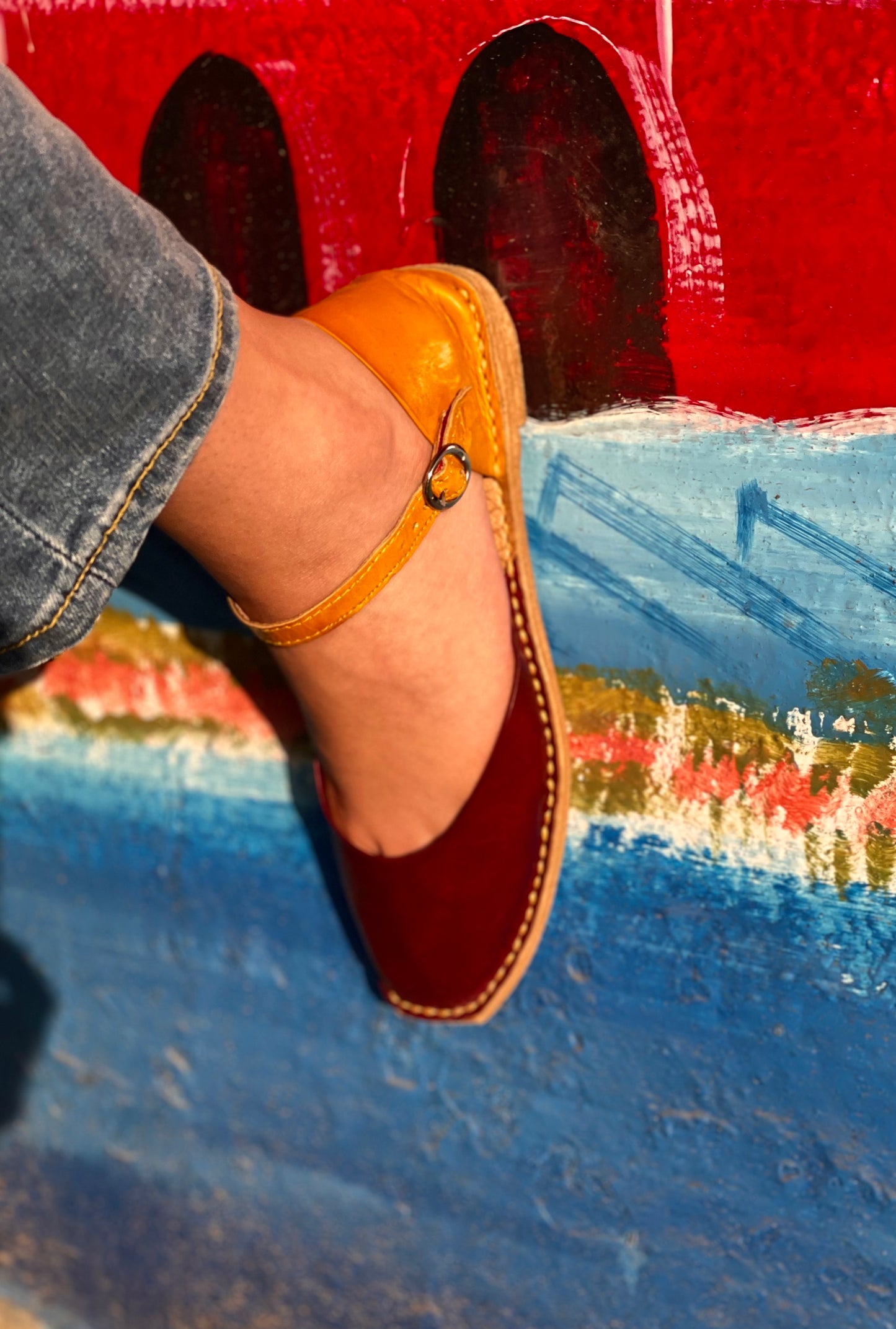 Short Red - Cow Glaze Sandals